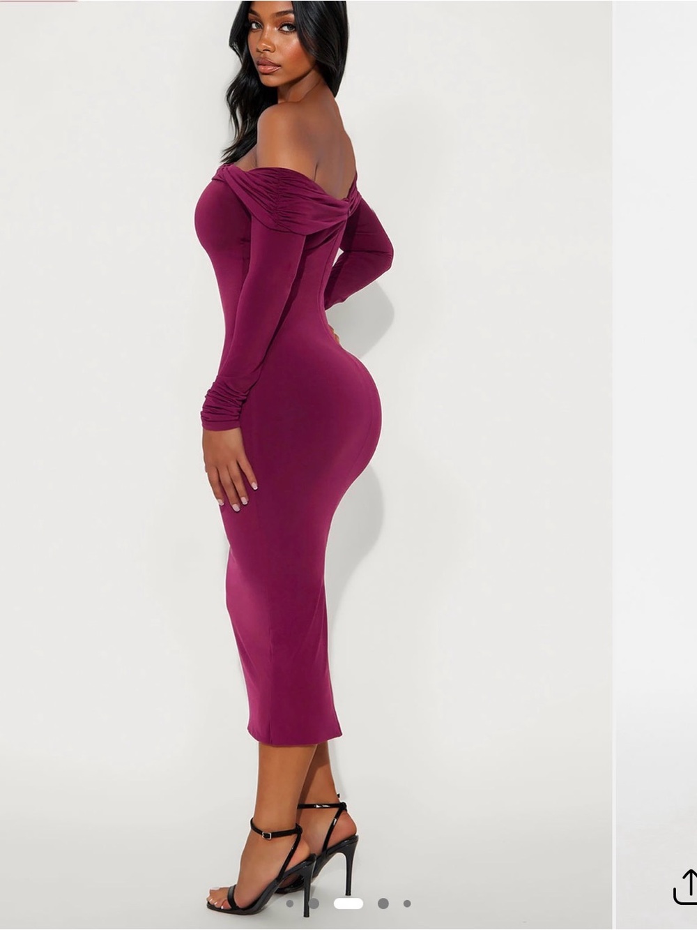 Fashion Nova Off-Shoulder Bodycon Midi Dress - red